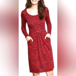 Boden Mabel Jersey Dress in Red Blue Floral Print, Sz 14R (US)